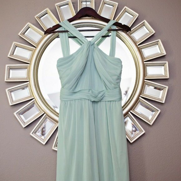 David's Bridal Y-Neck Mesh Short Bridesmaid Dress - Picture 2 of 3